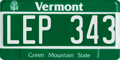 VT license plate LEP343