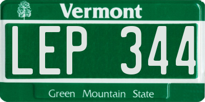 VT license plate LEP344
