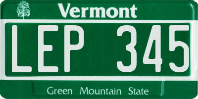 VT license plate LEP345