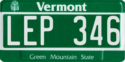 VT license plate LEP346