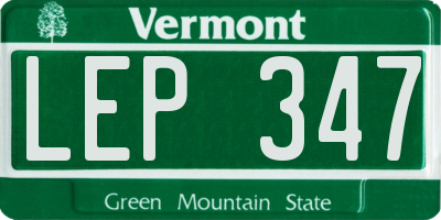 VT license plate LEP347