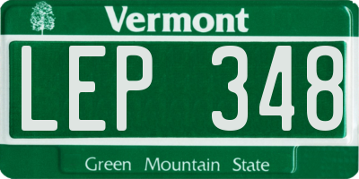VT license plate LEP348