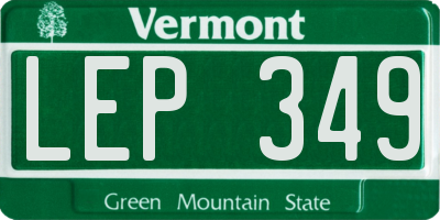 VT license plate LEP349