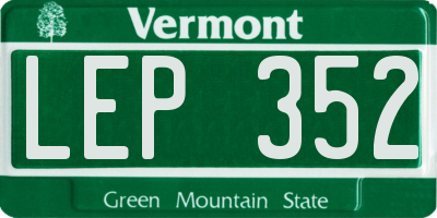 VT license plate LEP352