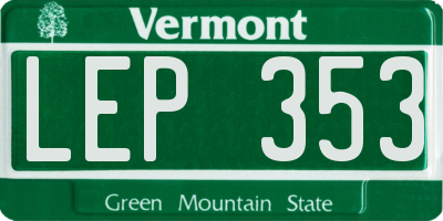 VT license plate LEP353