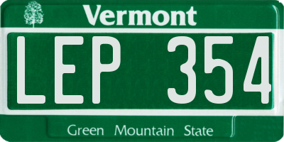 VT license plate LEP354