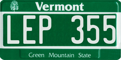 VT license plate LEP355