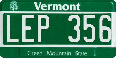 VT license plate LEP356