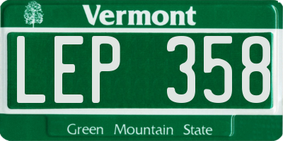 VT license plate LEP358