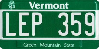 VT license plate LEP359