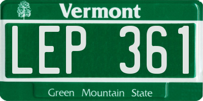 VT license plate LEP361