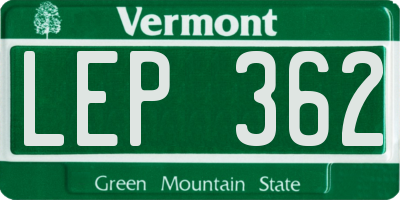 VT license plate LEP362