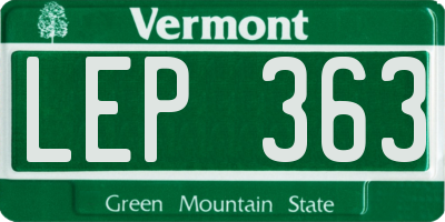 VT license plate LEP363