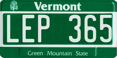 VT license plate LEP365