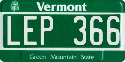 VT license plate LEP366