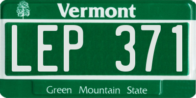 VT license plate LEP371