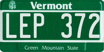 VT license plate LEP372