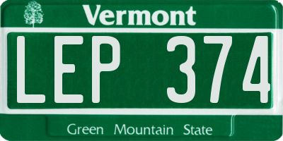 VT license plate LEP374