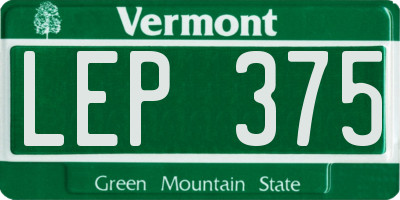 VT license plate LEP375