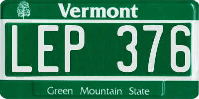 VT license plate LEP376