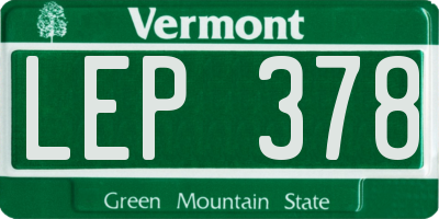 VT license plate LEP378