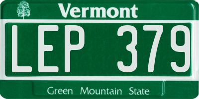 VT license plate LEP379