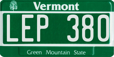 VT license plate LEP380