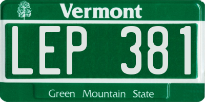 VT license plate LEP381