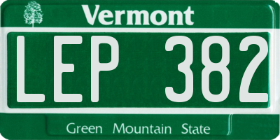 VT license plate LEP382