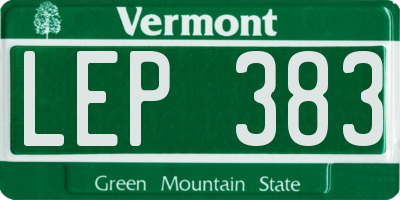 VT license plate LEP383