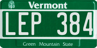 VT license plate LEP384