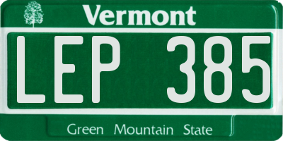 VT license plate LEP385