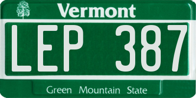 VT license plate LEP387