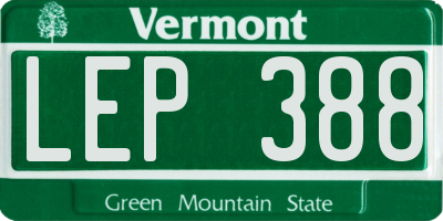 VT license plate LEP388