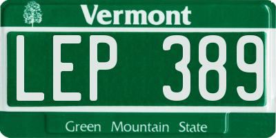 VT license plate LEP389