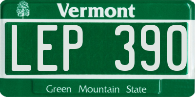 VT license plate LEP390