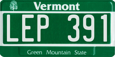 VT license plate LEP391