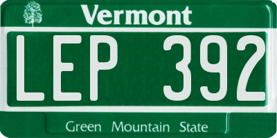 VT license plate LEP392