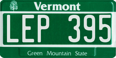 VT license plate LEP395