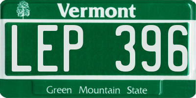 VT license plate LEP396
