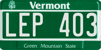 VT license plate LEP403