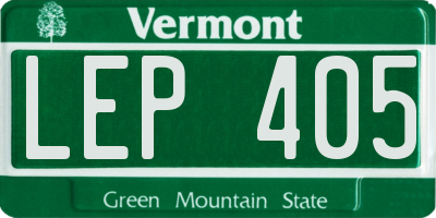 VT license plate LEP405