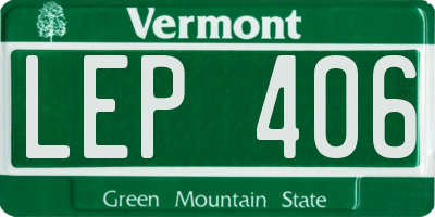 VT license plate LEP406