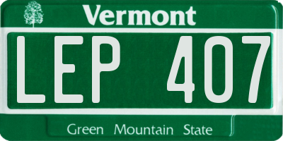 VT license plate LEP407