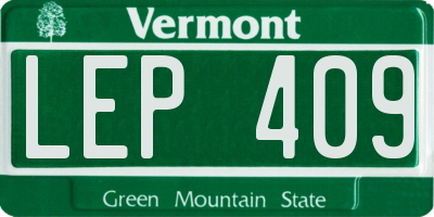 VT license plate LEP409