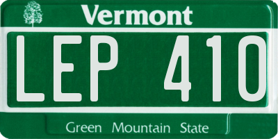 VT license plate LEP410