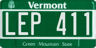 VT license plate LEP411