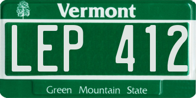 VT license plate LEP412
