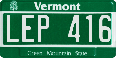 VT license plate LEP416