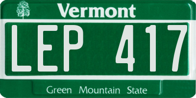 VT license plate LEP417